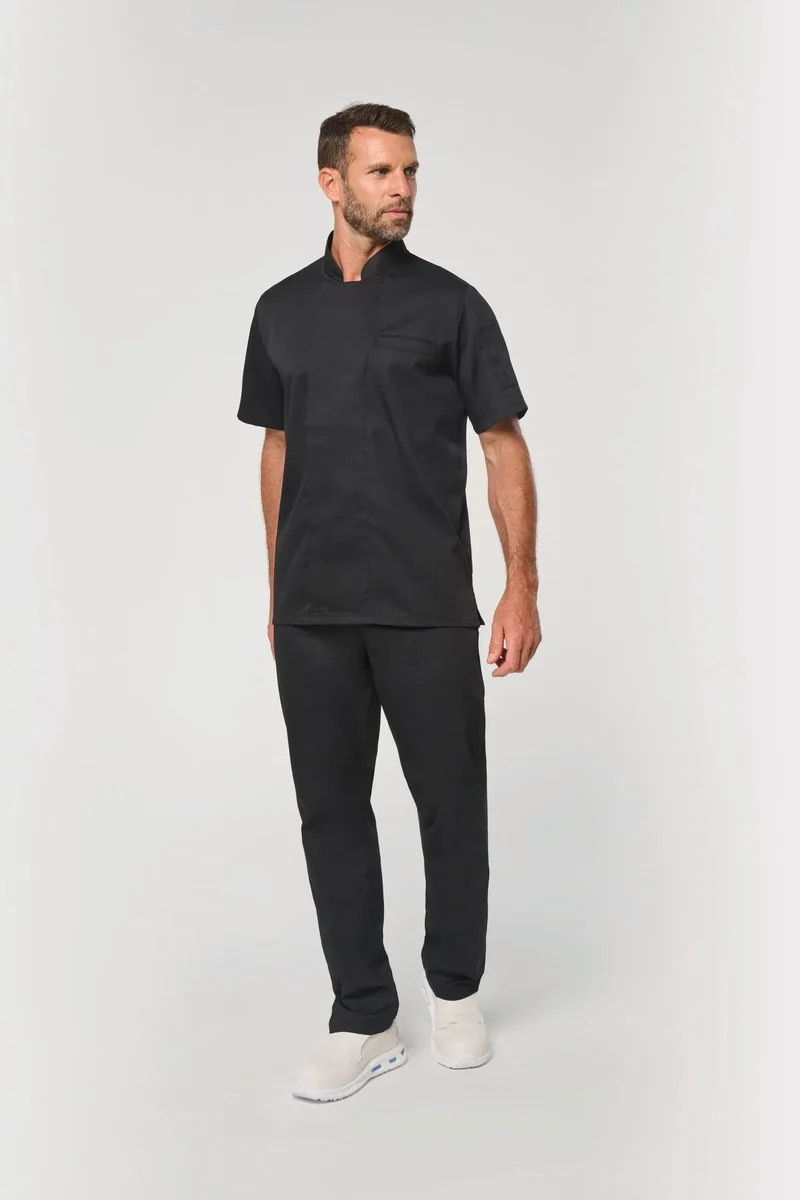 WK501 - Veste de cuisine écoresponsable et respirante manches courtes unisexe