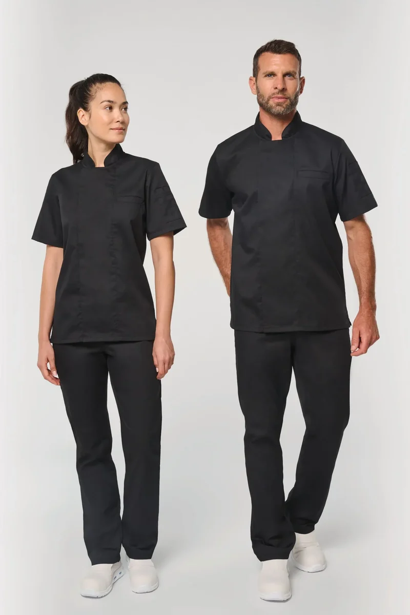 WK501 - Veste de cuisine écoresponsable et respirante manches courtes unisexe