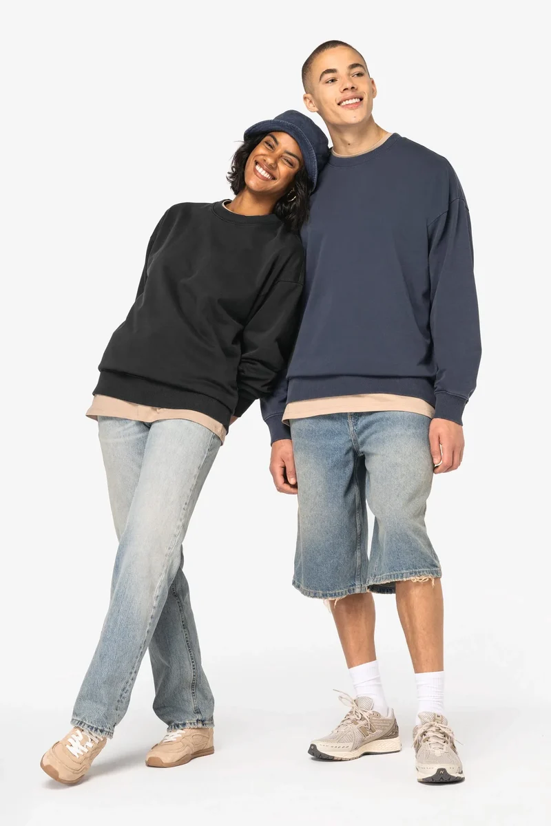 NS447 - Sweat-shirt écoresponsable à col rond délavé oversize unisexe