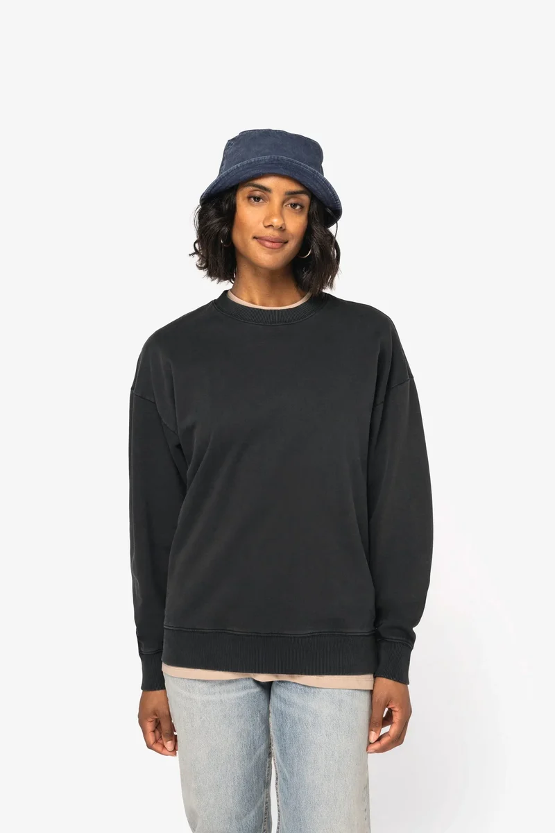 NS447 - Sweat-shirt écoresponsable à col rond délavé oversize unisexe
