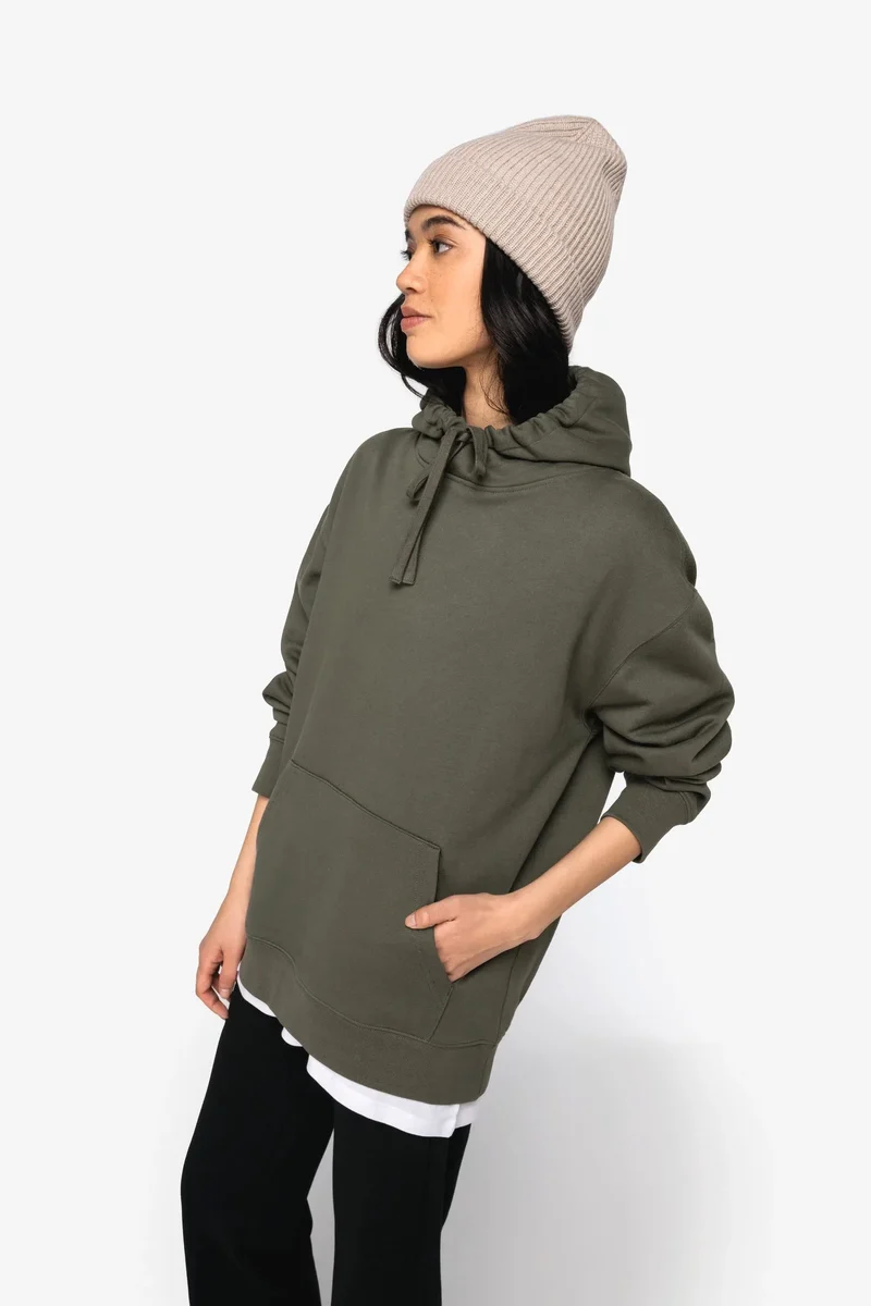 NS436 - Sweat-shirt écoresponsable à capuche à épaules tombantes molleton gratté unisexe