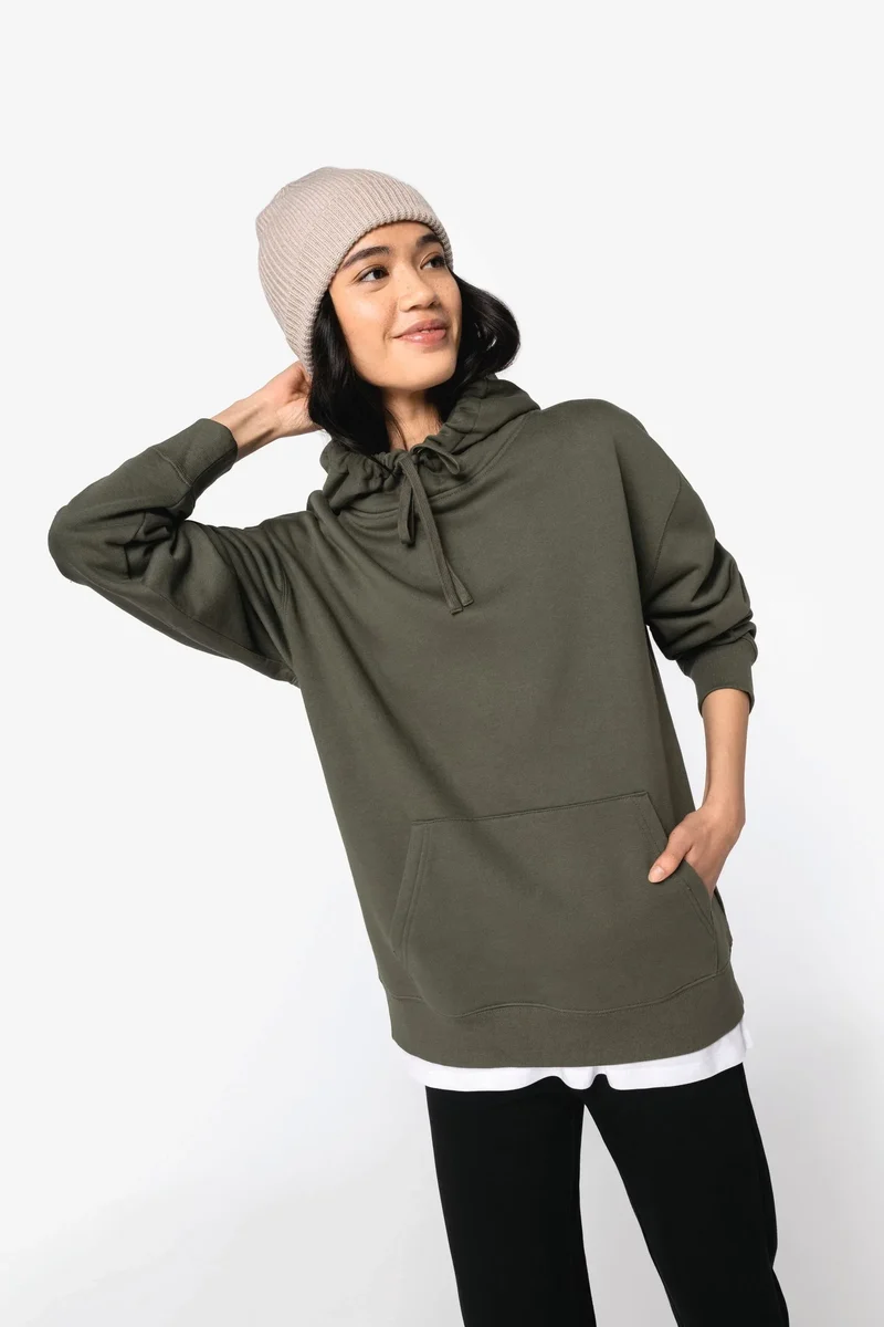NS436 - Sweat-shirt écoresponsable à capuche à épaules tombantes molleton gratté unisexe