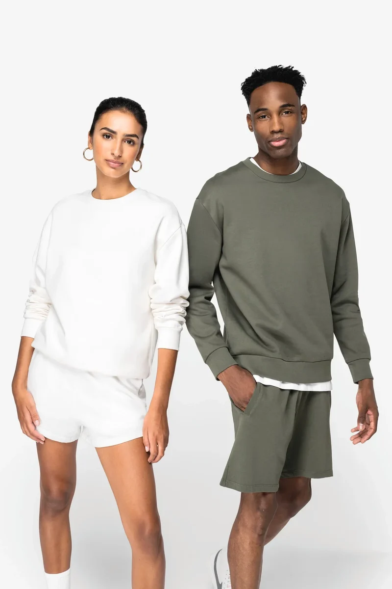 NS435 - Sweat-shirt écoresponsable à col rond à épaules tombantes molleton gratté unisexe