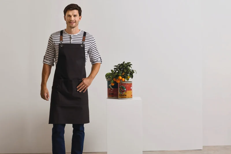 PR182 - Tablier bavette à bretelles croisées dans le dos CLIP 'N' CLASP