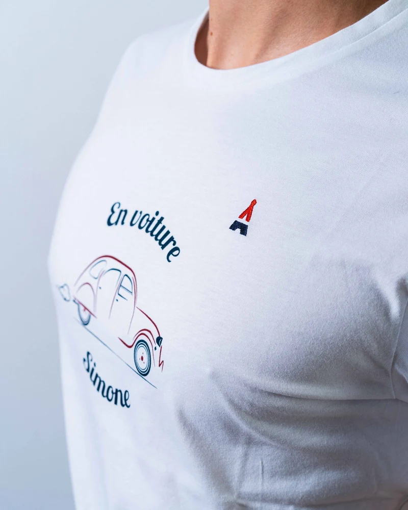 T-SHIRT EN VOITURE SIMONE BLANC | COTON BIO
