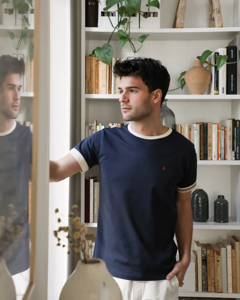 T-SHIRT CONSTANT BLEU MARINE | COTON BIO | MAISON FT X SAINT JAMES