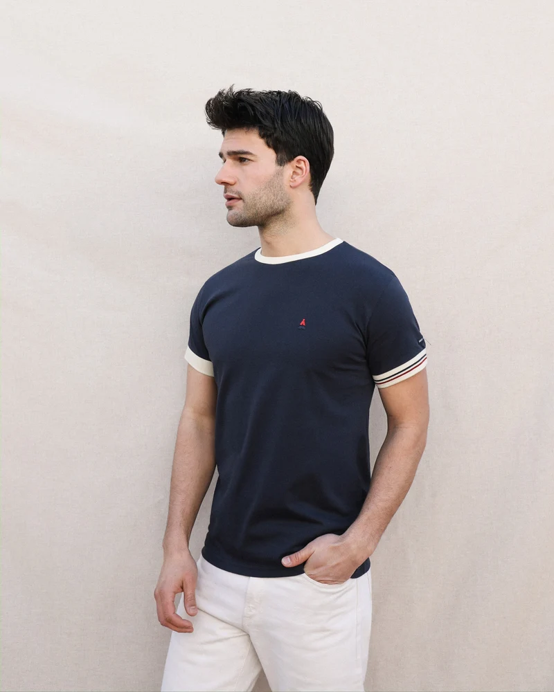 T-SHIRT CONSTANT BLEU MARINE | COTON BIO | MAISON FT X SAINT JAMES