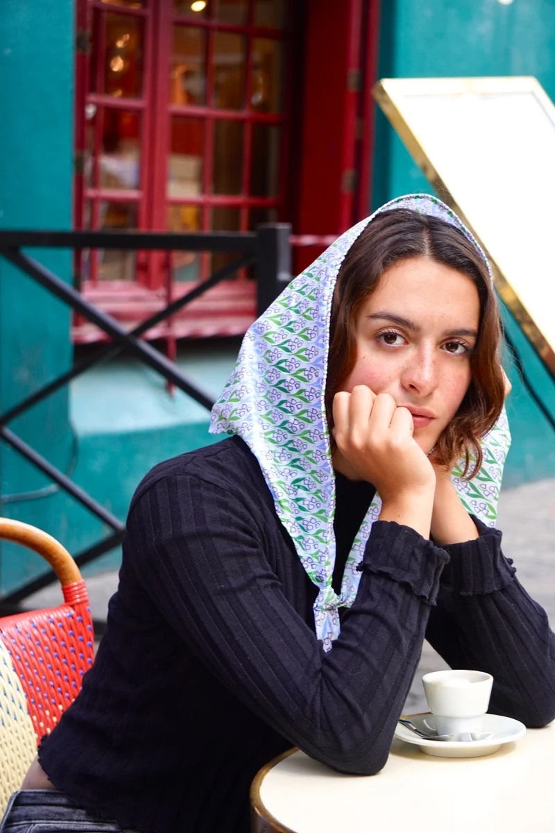 FOULARD MUGUET FOND BLANC
