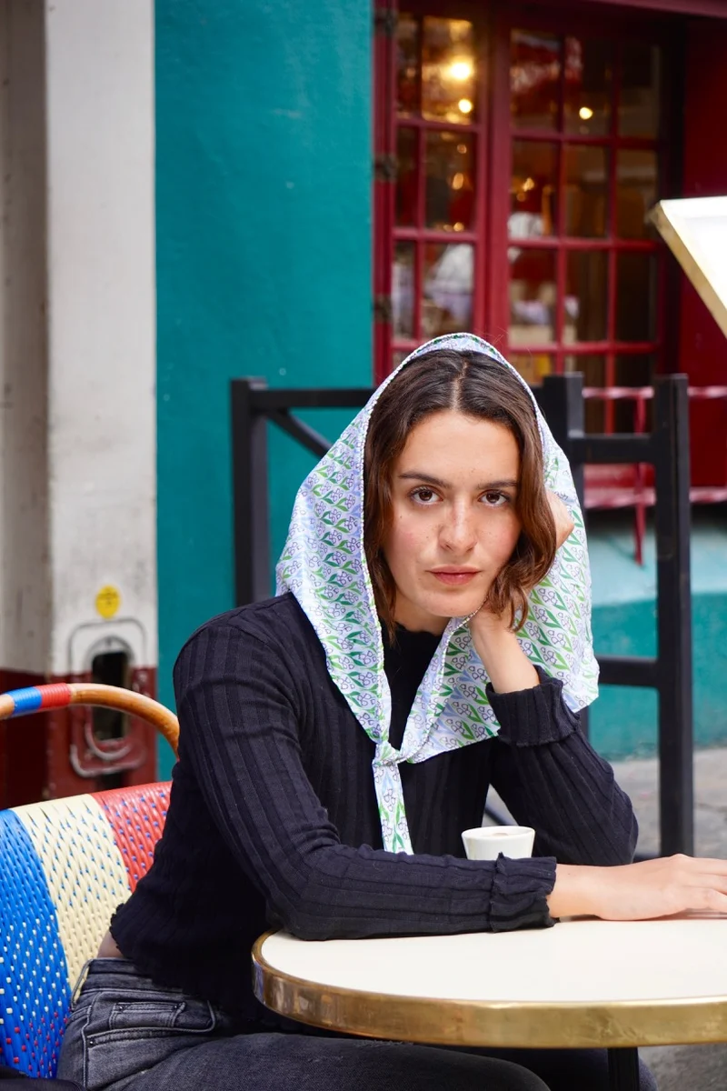 FOULARD MUGUET FOND BLANC