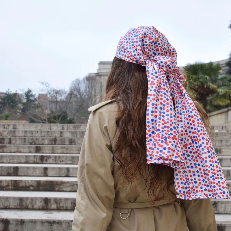 ÉCHARPE POIS BLEU BLANC ROUGE