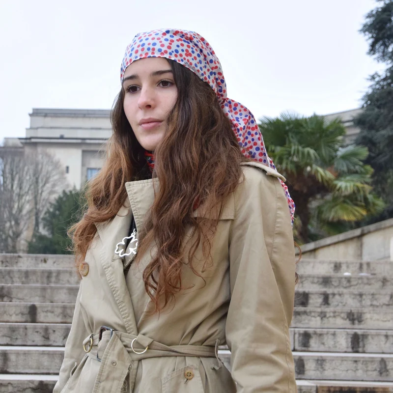 ÉCHARPE POIS BLEU BLANC ROUGE