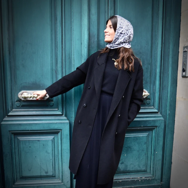 FOULARD GÉOMÉTRIQUE VERT ET GRIS