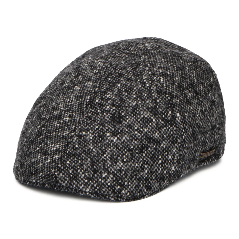 Casquette Plate Bec-de-Canard en Tweed du Donegal anthracite STETSON