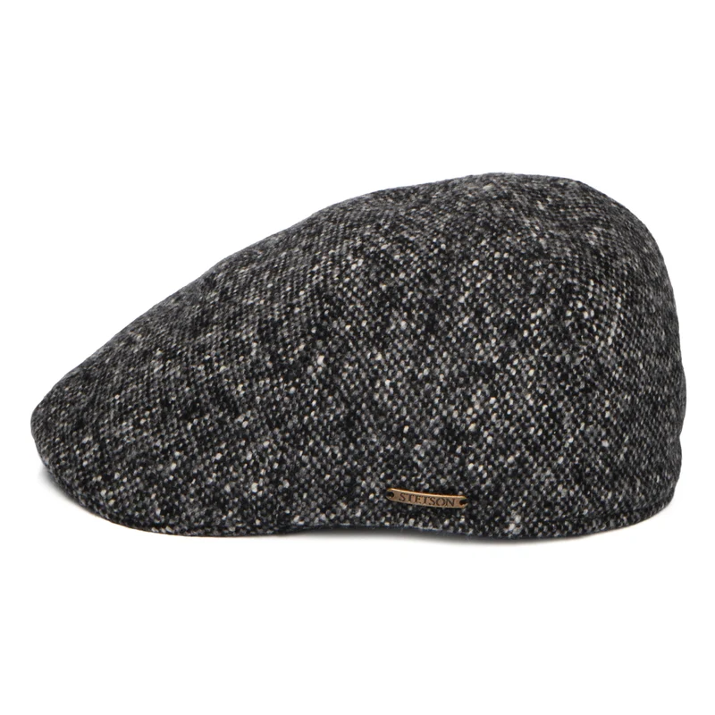 Casquette Plate Bec-de-Canard en Tweed du Donegal anthracite STETSON