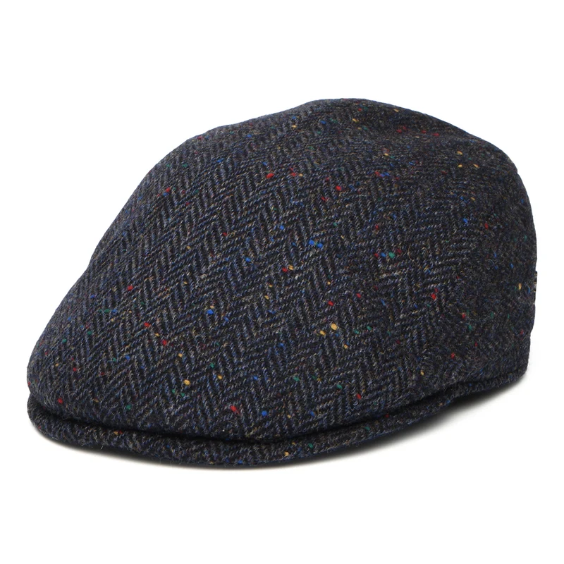 Casquette Plate en Laine Vierge à Chevrons Porto bleu marine CITY SPORT