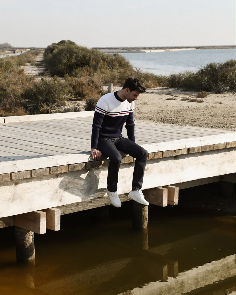 PULL EN LAINE BLANC MADE IN FRANCE HOULGATE | MAISON FT X SAINT JAMES