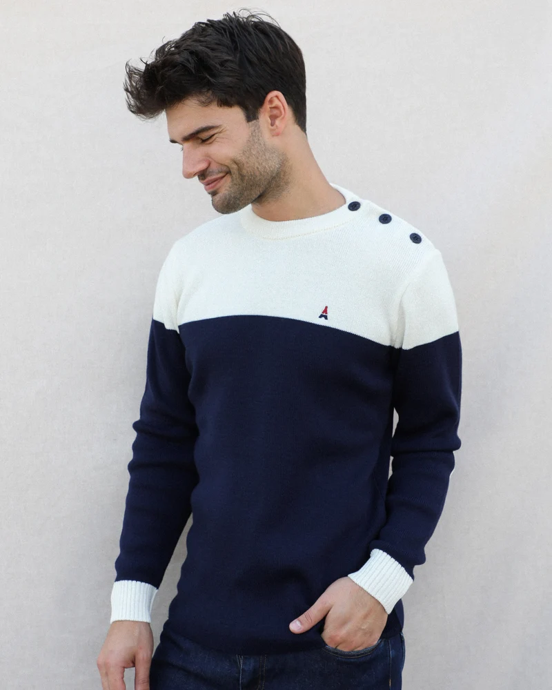 PULL TRICOTÉ EN FRANCE BLEU | LAINE MÉRINOS | MARTIN