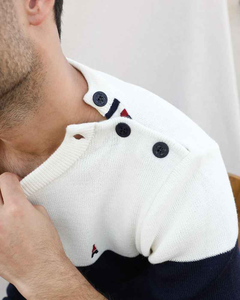 PULL TRICOTÉ EN FRANCE BLEU | LAINE MÉRINOS | MARTIN