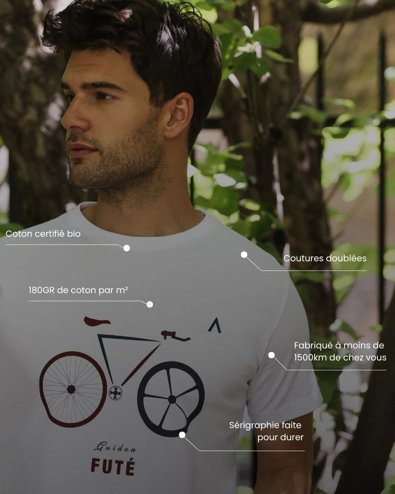 T-SHIRT GUIDON FUTÉ BLANC | COTON BIO