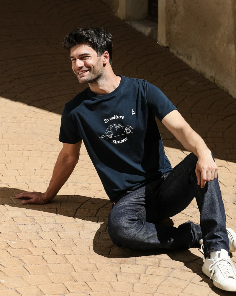 T-SHIRT EN VOITURE SIMONE BLEU | COTON BIO
