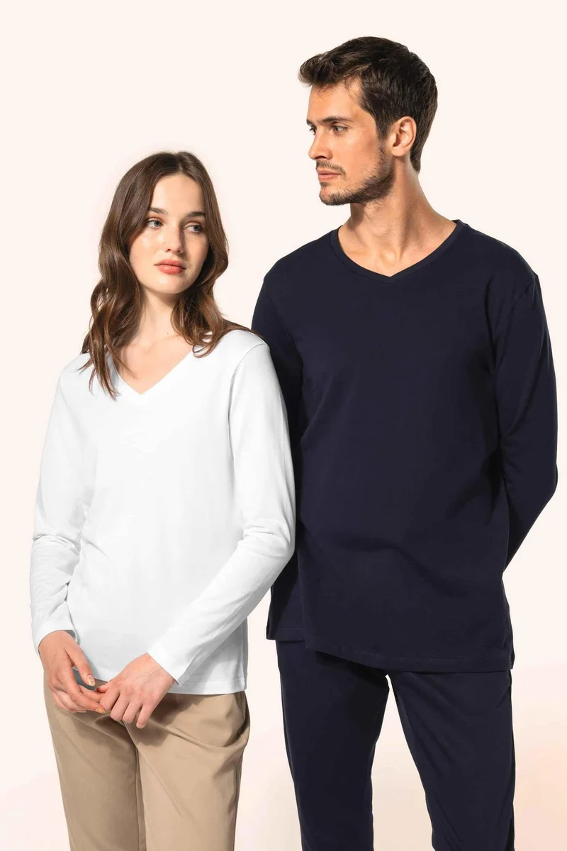 PK307 - T-shirt Supima® col V manches longues femme