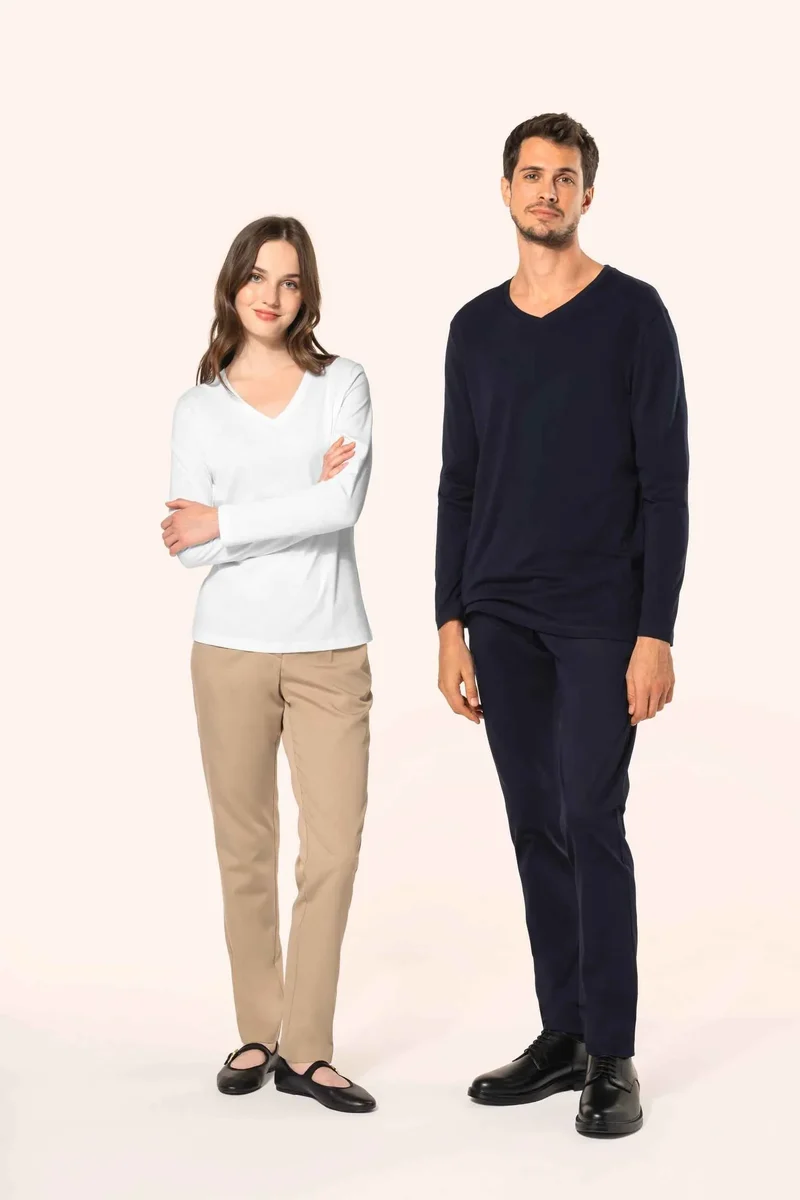 PK307 - T-shirt Supima® col V manches longues femme