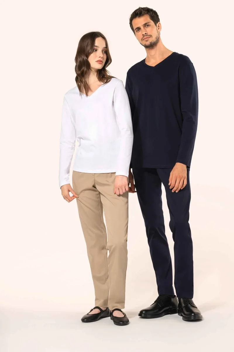 PK307 - T-shirt Supima® col V manches longues femme
