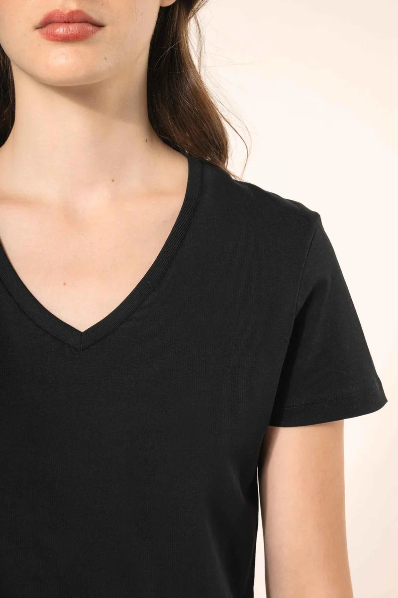 PK305 - T-shirt Supima® col V manches courtes femme