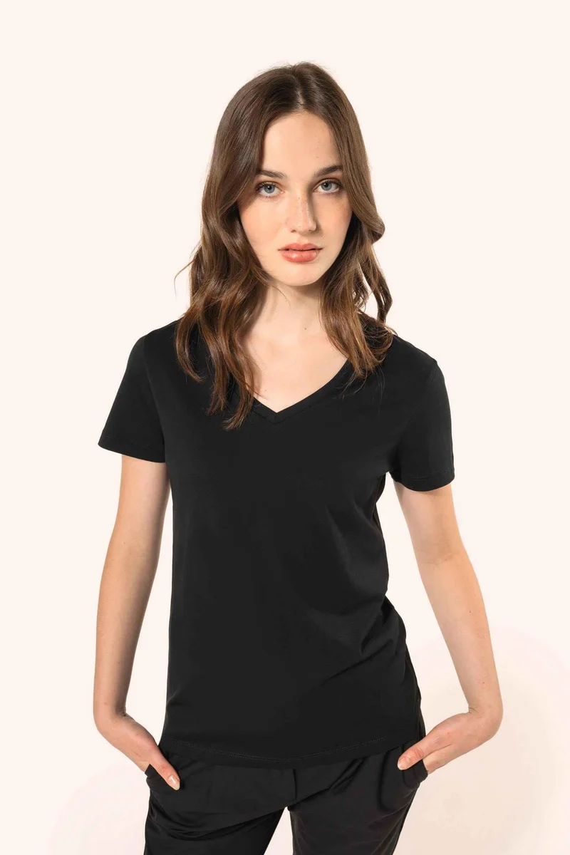 PK305 - T-shirt Supima® col V manches courtes femme