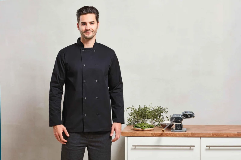 PR665 - Veste de cuisine manches longues à boutons pression