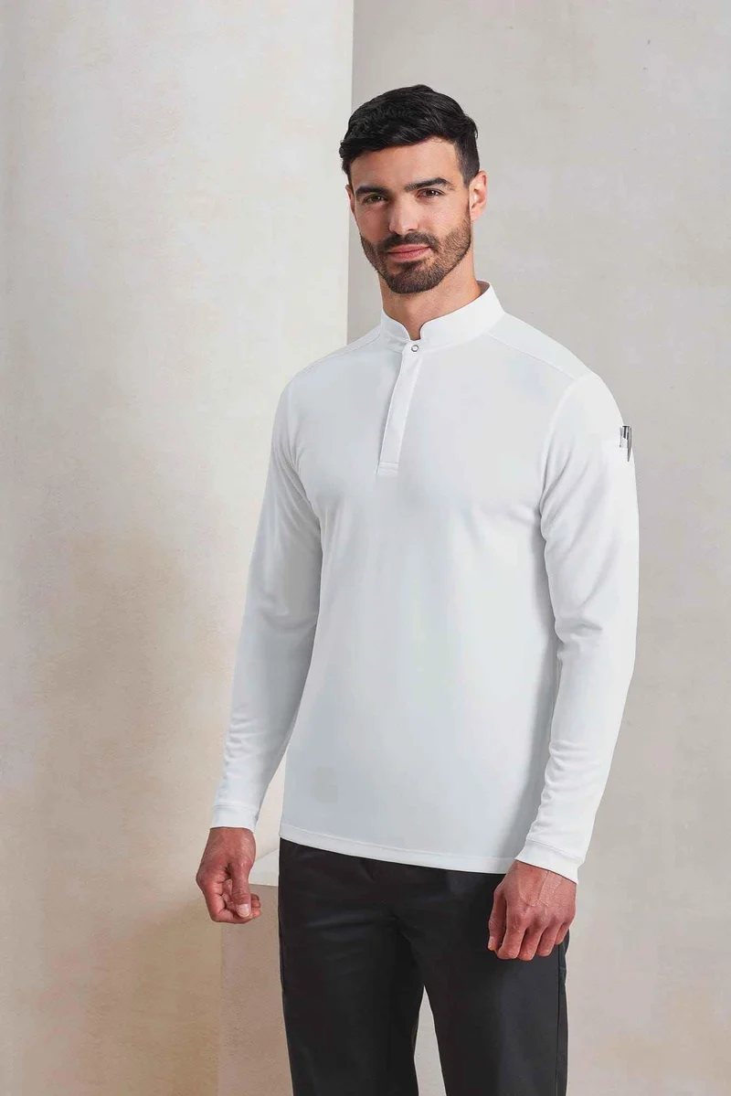 PR647 - Polo de cuisinier Coolchecker Essential à manches longues