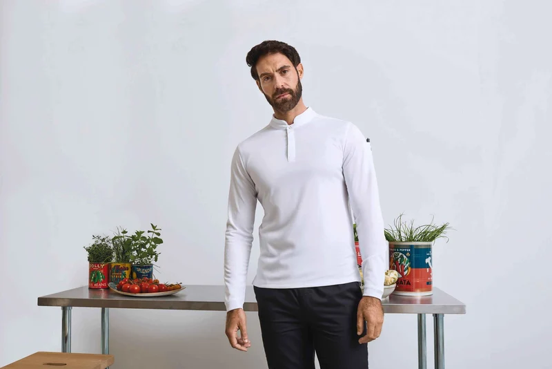 PR647 - Polo de cuisinier Coolchecker Essential à manches longues