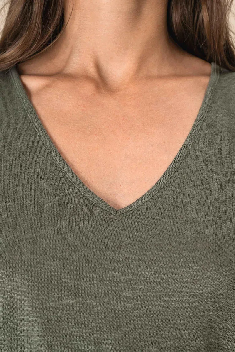 SP5004 - Combinaison en maille manches courtes en lin femme