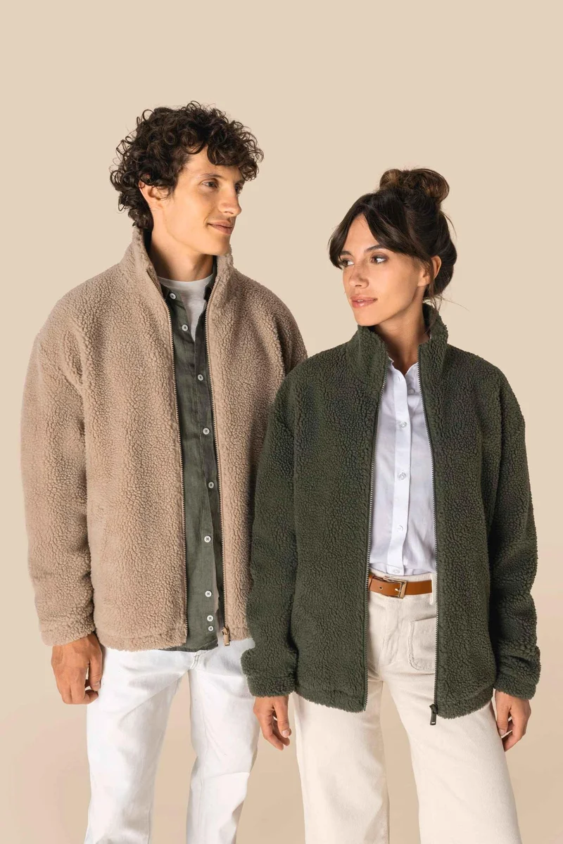 SP404 - Sweat-shirt zippé à épaules tombantes en sherpa unisexe