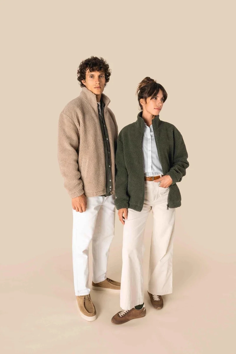 SP404 - Sweat-shirt zippé à épaules tombantes en sherpa unisexe