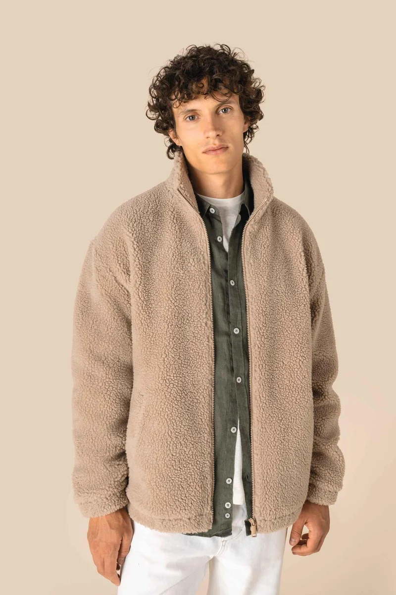 SP404 - Sweat-shirt zippé à épaules tombantes en sherpa unisexe