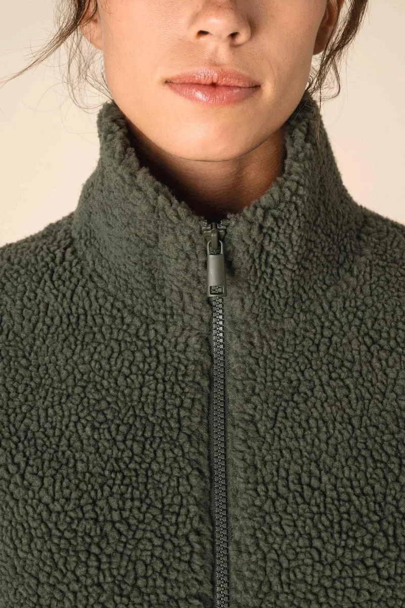 SP404 - Sweat-shirt zippé à épaules tombantes en sherpa unisexe