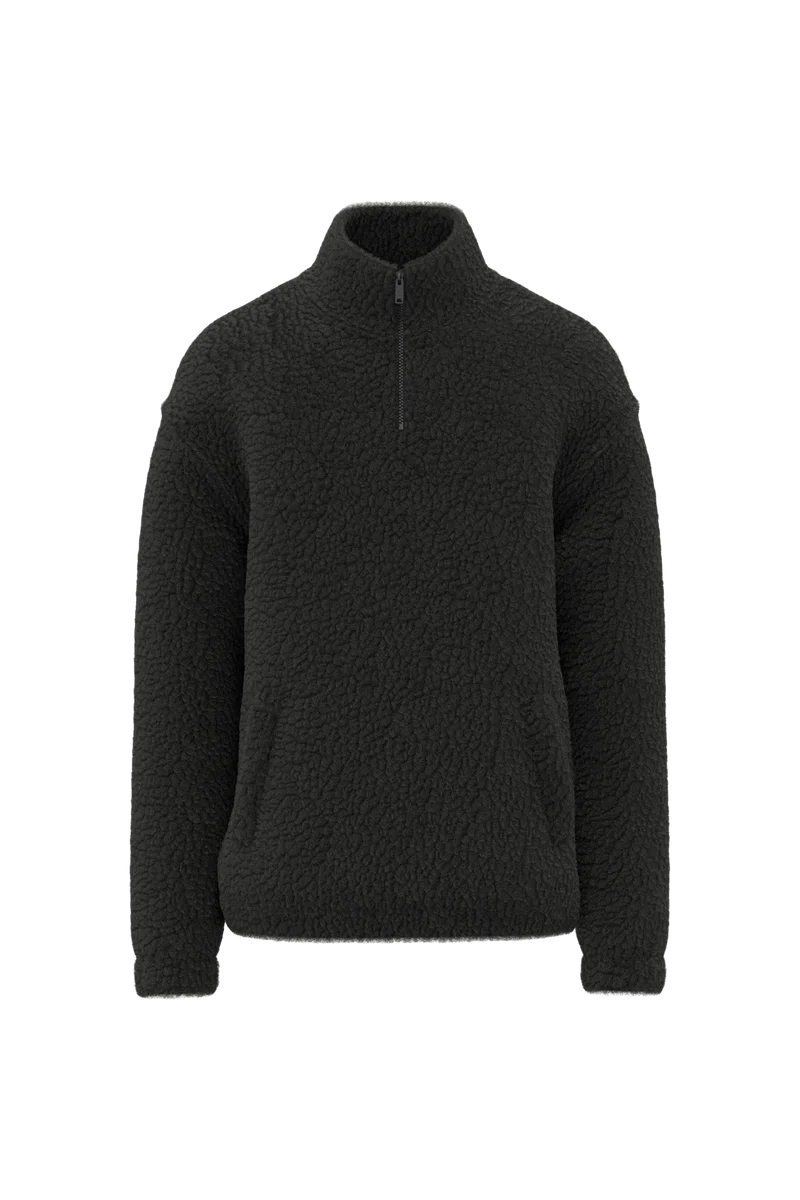 SP403 - Sweat-shirt 1/4 zip à épaules tombantes en sherpa unisexe