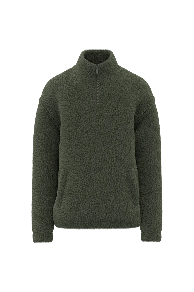 SP403 - Sweat-shirt 1/4 zip à épaules tombantes en sherpa unisexe