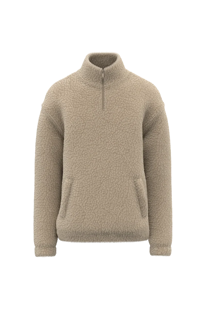SP403 - Sweat-shirt 1/4 zip à épaules tombantes en sherpa unisexe