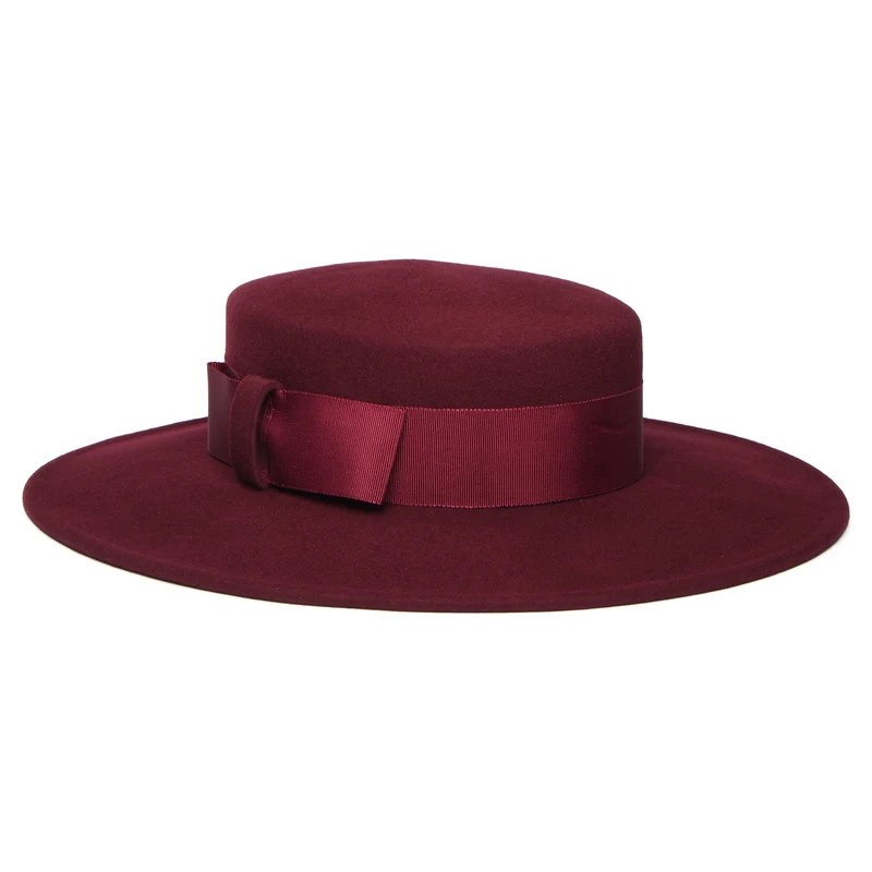 Chapeau Canotier en Laine Feutrée Fiona mûre WHITELEY