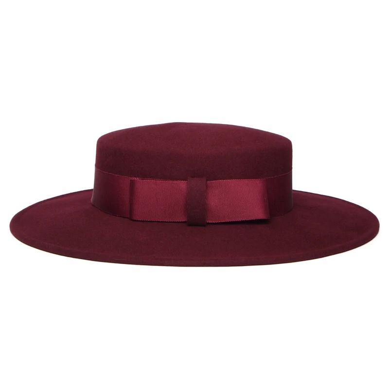 Chapeau Canotier en Laine Feutrée Fiona mûre WHITELEY