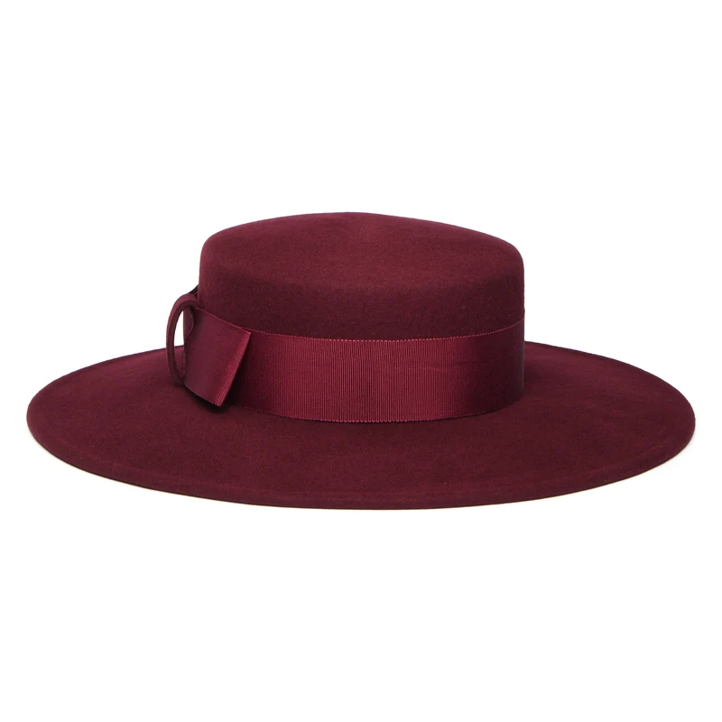 Chapeau Canotier en Laine Feutrée Fiona mûre WHITELEY