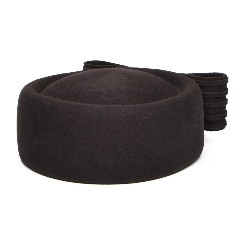Chapeau Calot en Laine Jackie O Loop Bow chocolat WHITELEY