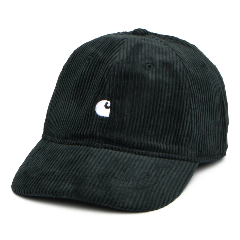 Casquette en Velours Côtelé Harlem forêt foncé-blanc CARHARTT WIP