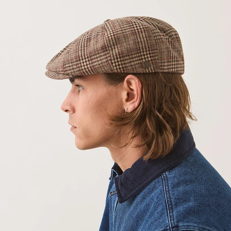 Casquette Gavroche à Carreaux Brood marron-beige sable-rouge BRIXTON