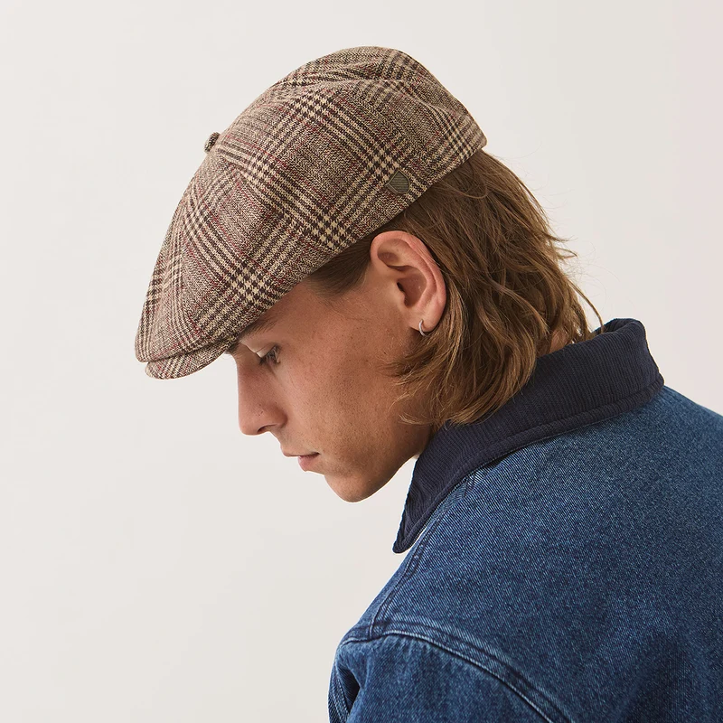 Casquette Gavroche à Carreaux Brood marron-beige sable-rouge BRIXTON