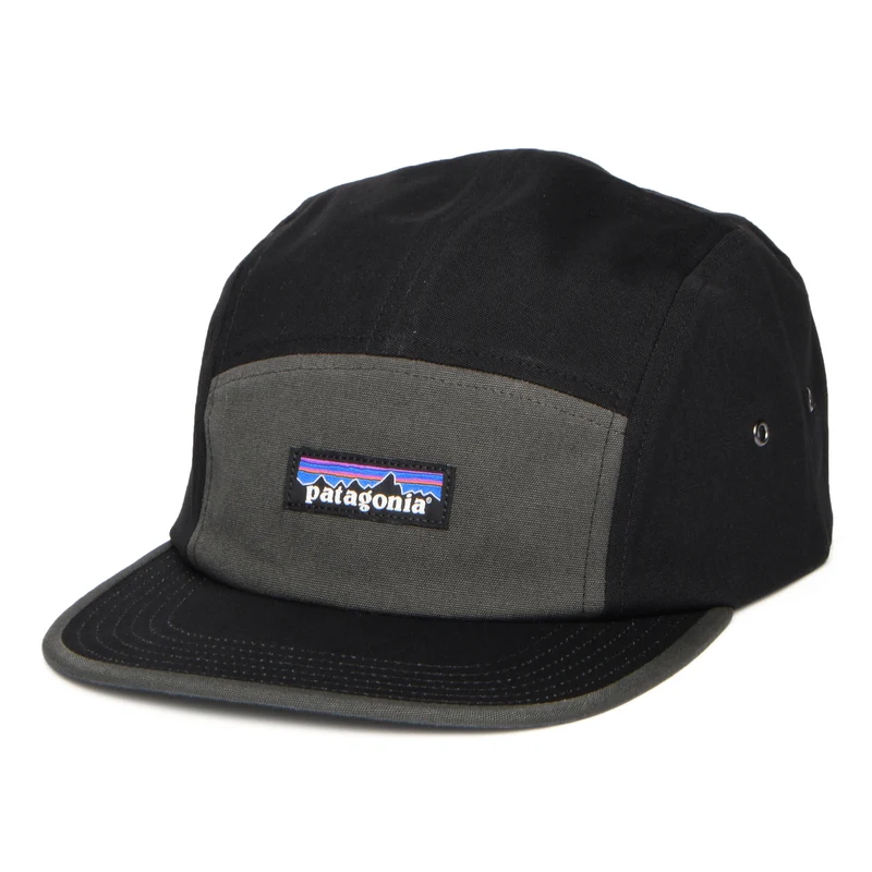 Casquette 5 Panel en Coton Bio P-6 Label Graphic Maclure noir-gris PATAGONIA