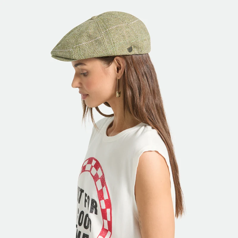 Casquette Gavroche Légère à Chevrons Brood vert-sable-rose BRIXTON