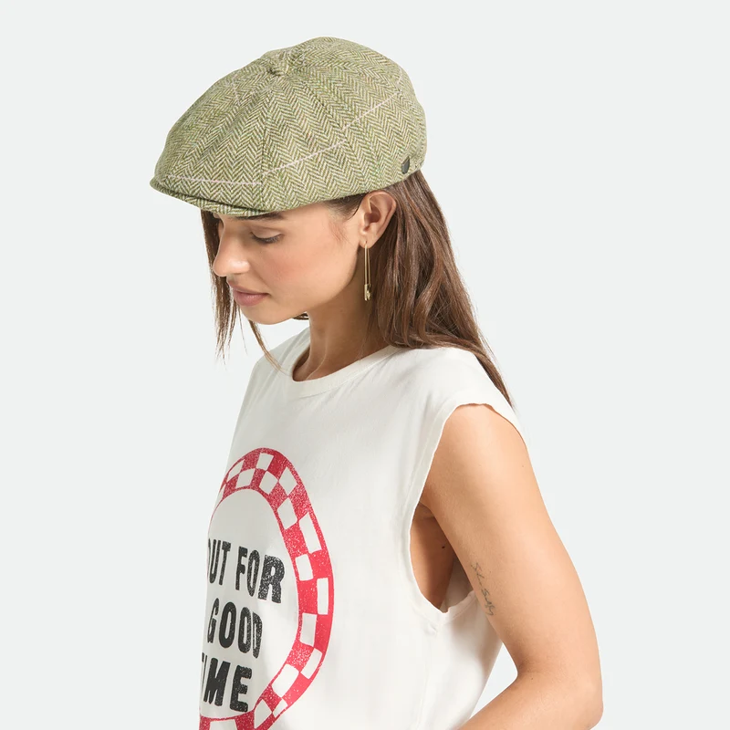 Casquette Gavroche Légère à Chevrons Brood vert-sable-rose BRIXTON